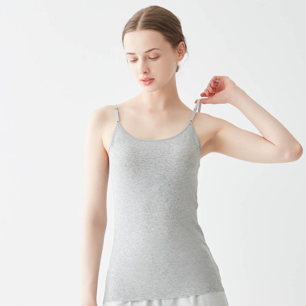 【ひびきにくい綿85％】カップ付キャミソール